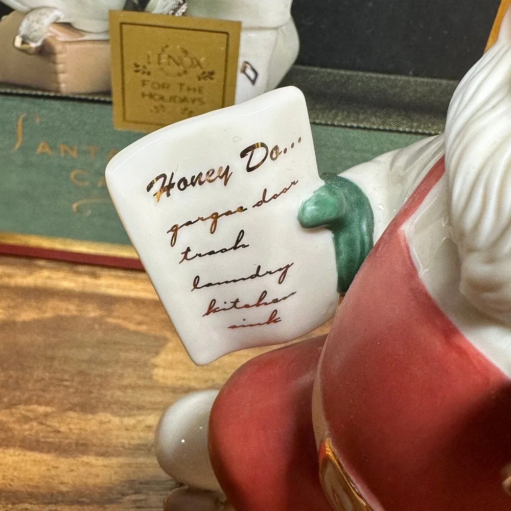 Lenox For The Holidays Santa's Caretaker Porcelain‎ Figurine Honey Do List Box